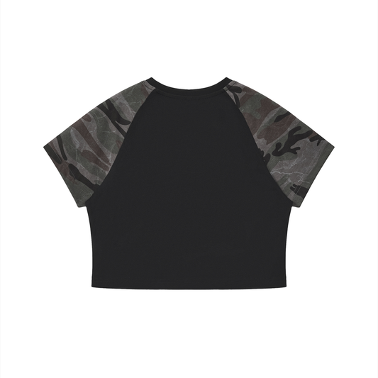Cats Women’s Camo Raglan Crop T-Shirt