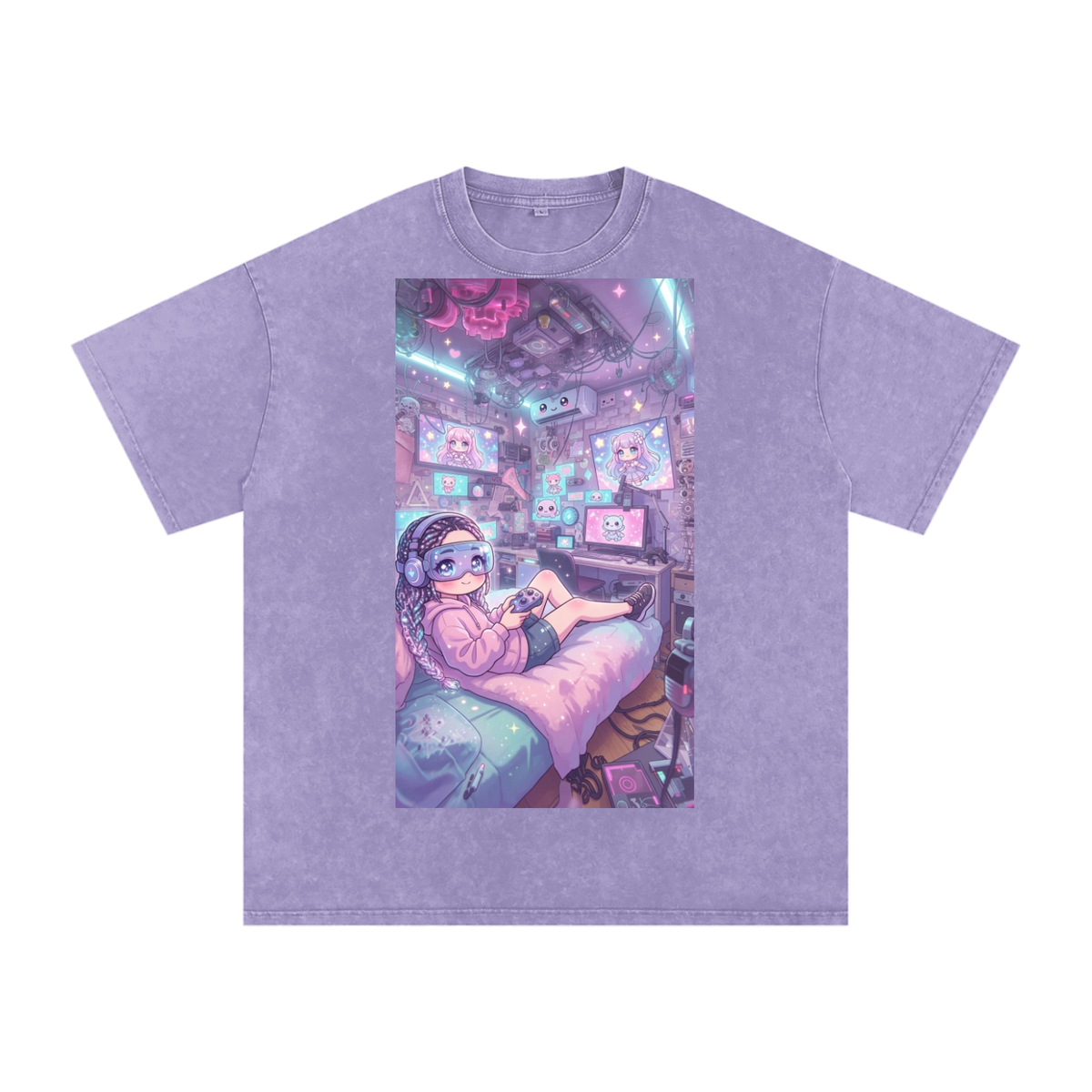 Lazy gamer Snow Washed Oversized Cotton T-Shirt