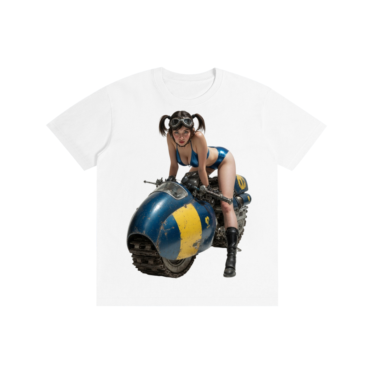 Girl on flying ship