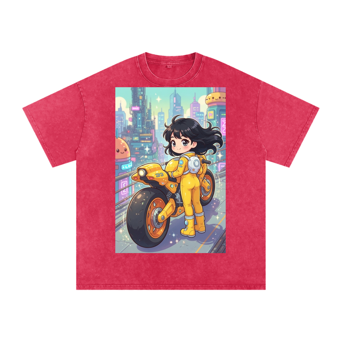 Biker kid Snow Washed Oversized Cotton T-Shirt