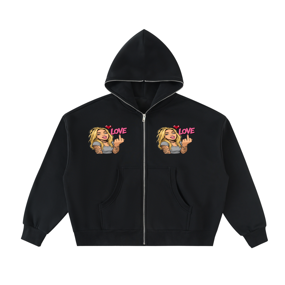 F love Fleeced Full-Zip Boxy Hoodie