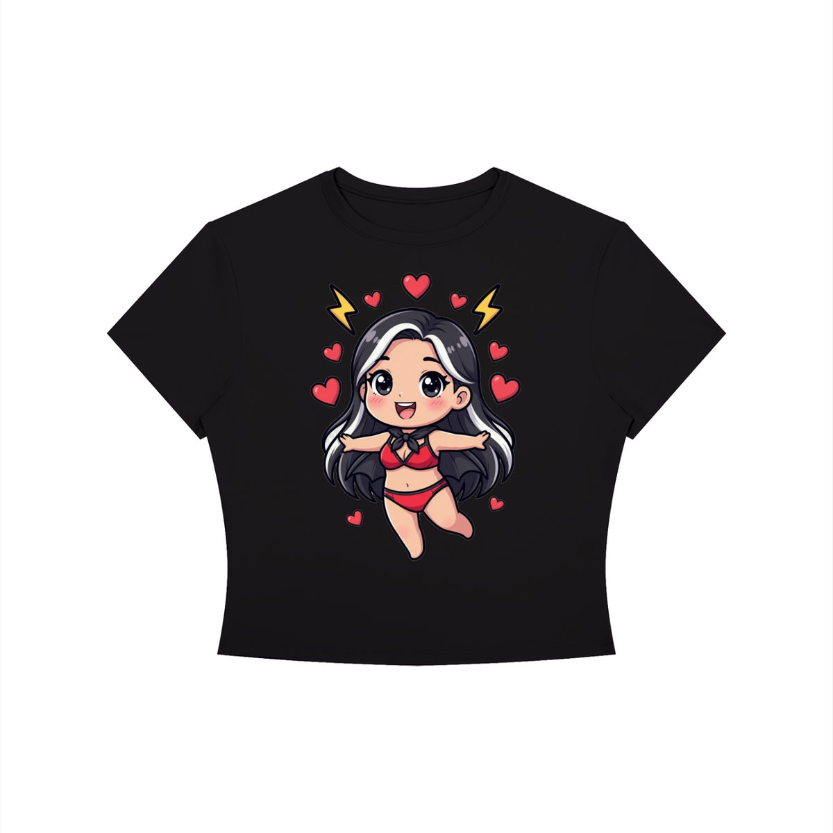 Pretty girl red Women's Crewneck Crop T-Shirt
