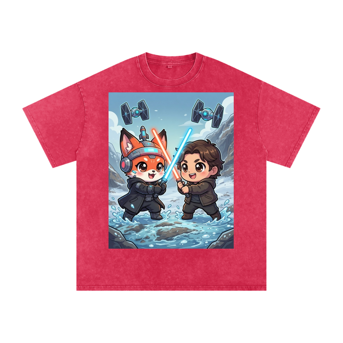 Saber fight kids Snow Washed Oversized Cotton T-Shirt