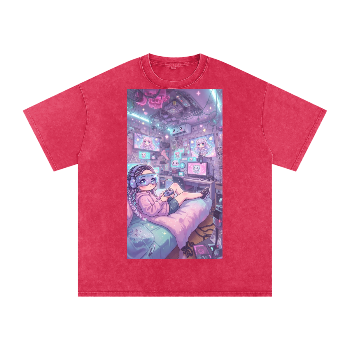 Lazy gamer Snow Washed Oversized Cotton T-Shirt