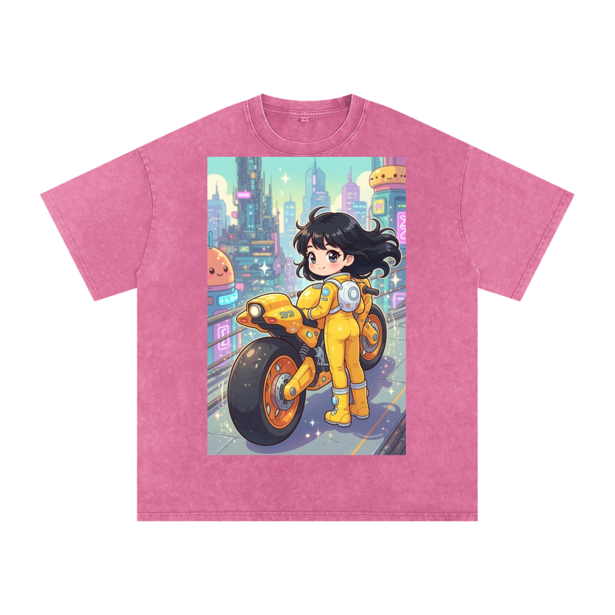 Biker kid Snow Washed Oversized Cotton T-Shirt