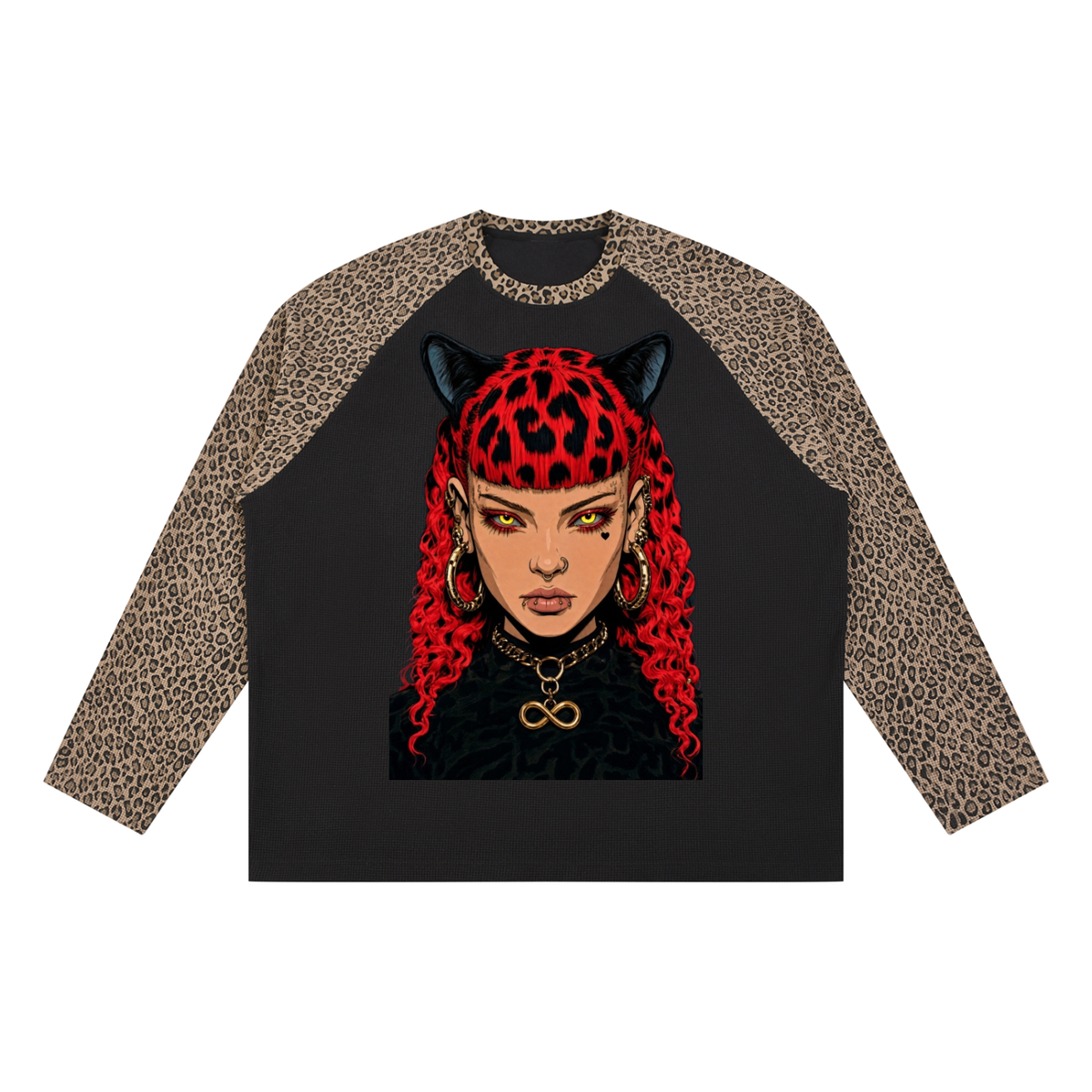 I'm a cat Unisex Leopard Panel Raglan Sleeve T-Shirt