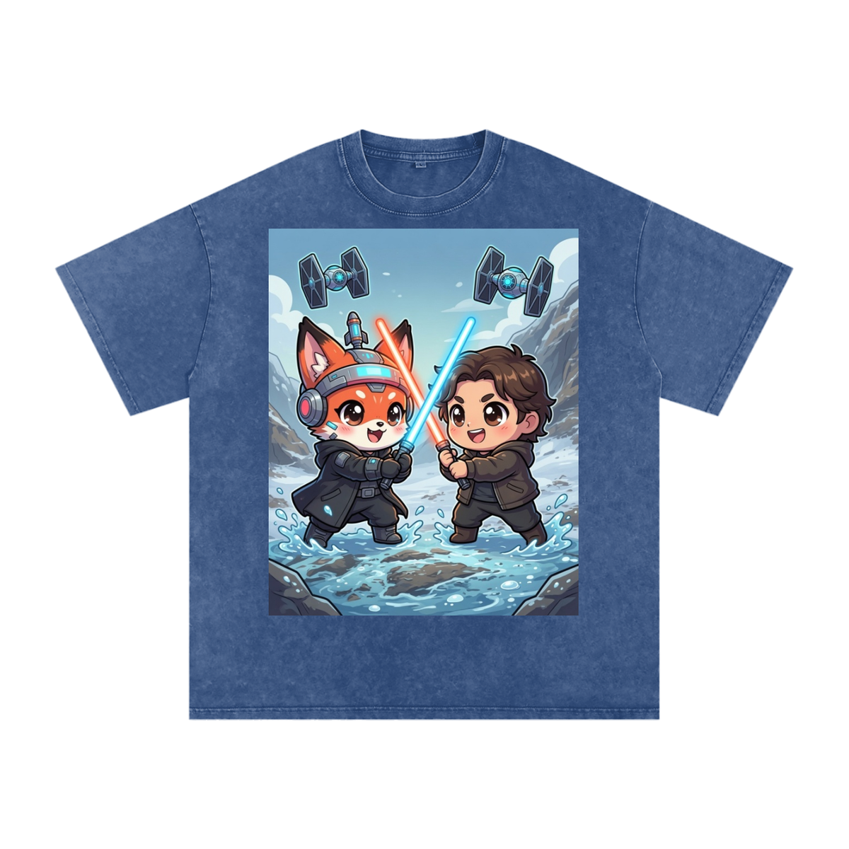 Saber fight kids Snow Washed Oversized Cotton T-Shirt