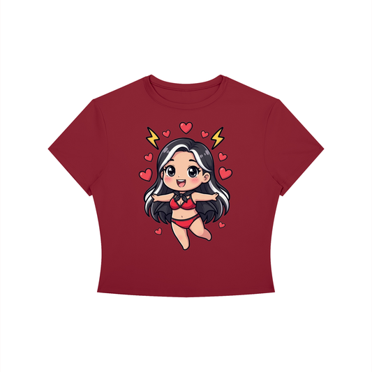 Pretty girl red Women's Crewneck Crop T-Shirt