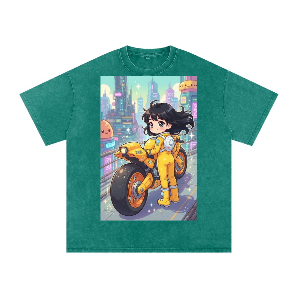 Biker kid Snow Washed Oversized Cotton T-Shirt