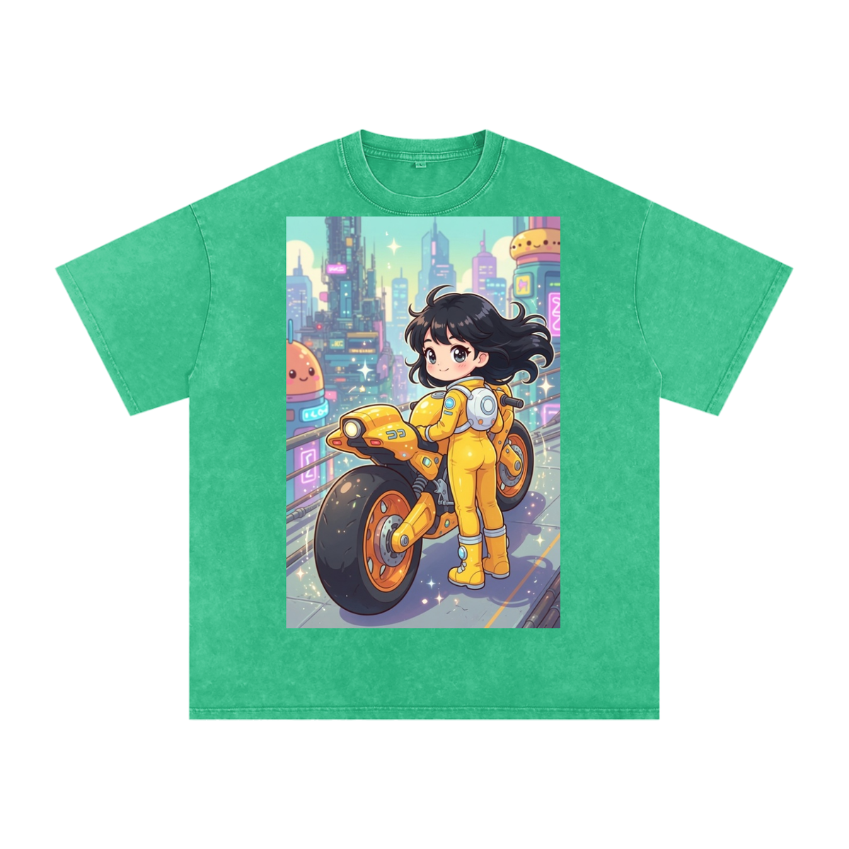 Biker kid Snow Washed Oversized Cotton T-Shirt