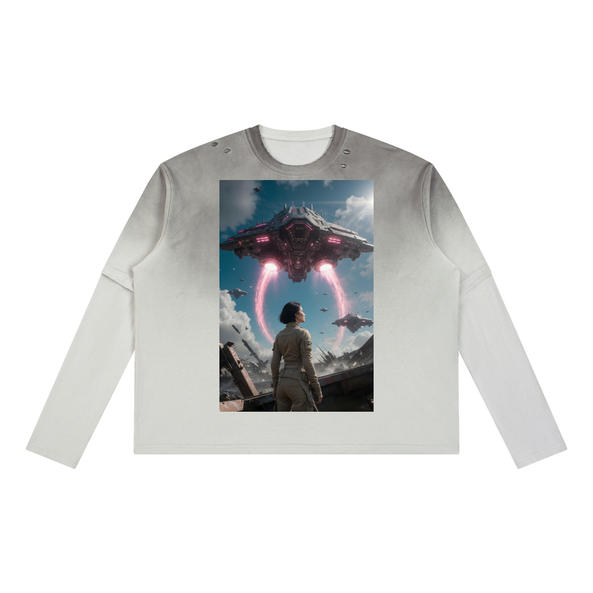 The future awaits Unisex Vintage Wash Layered T-Shirt