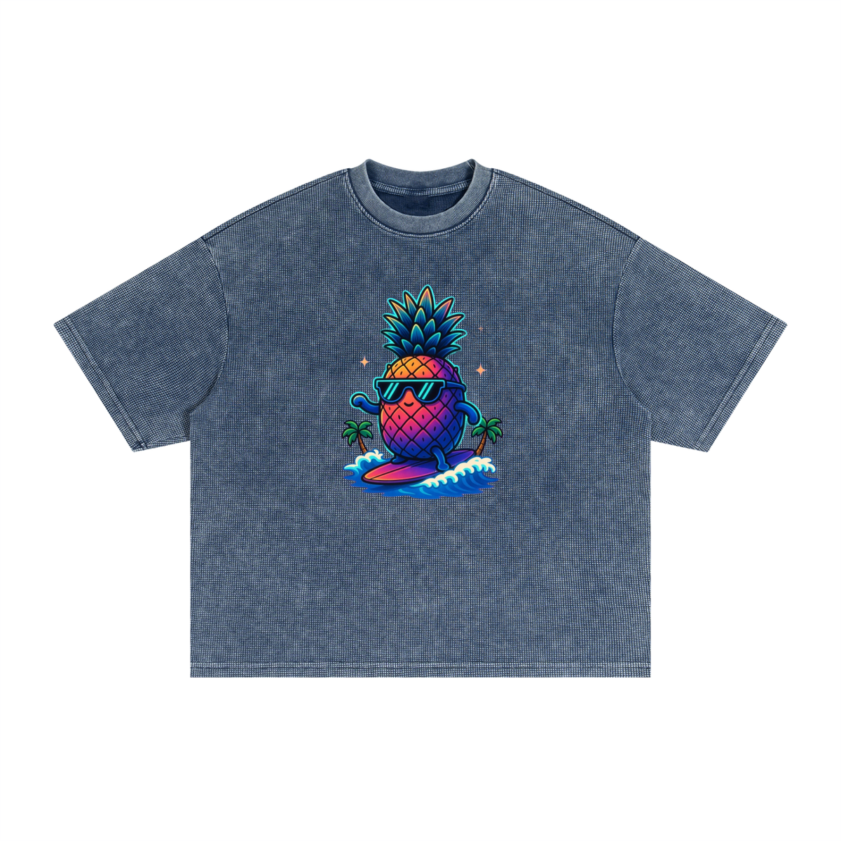 Cool pineapple Textured Waffle Washed Boxy T-Shirt
