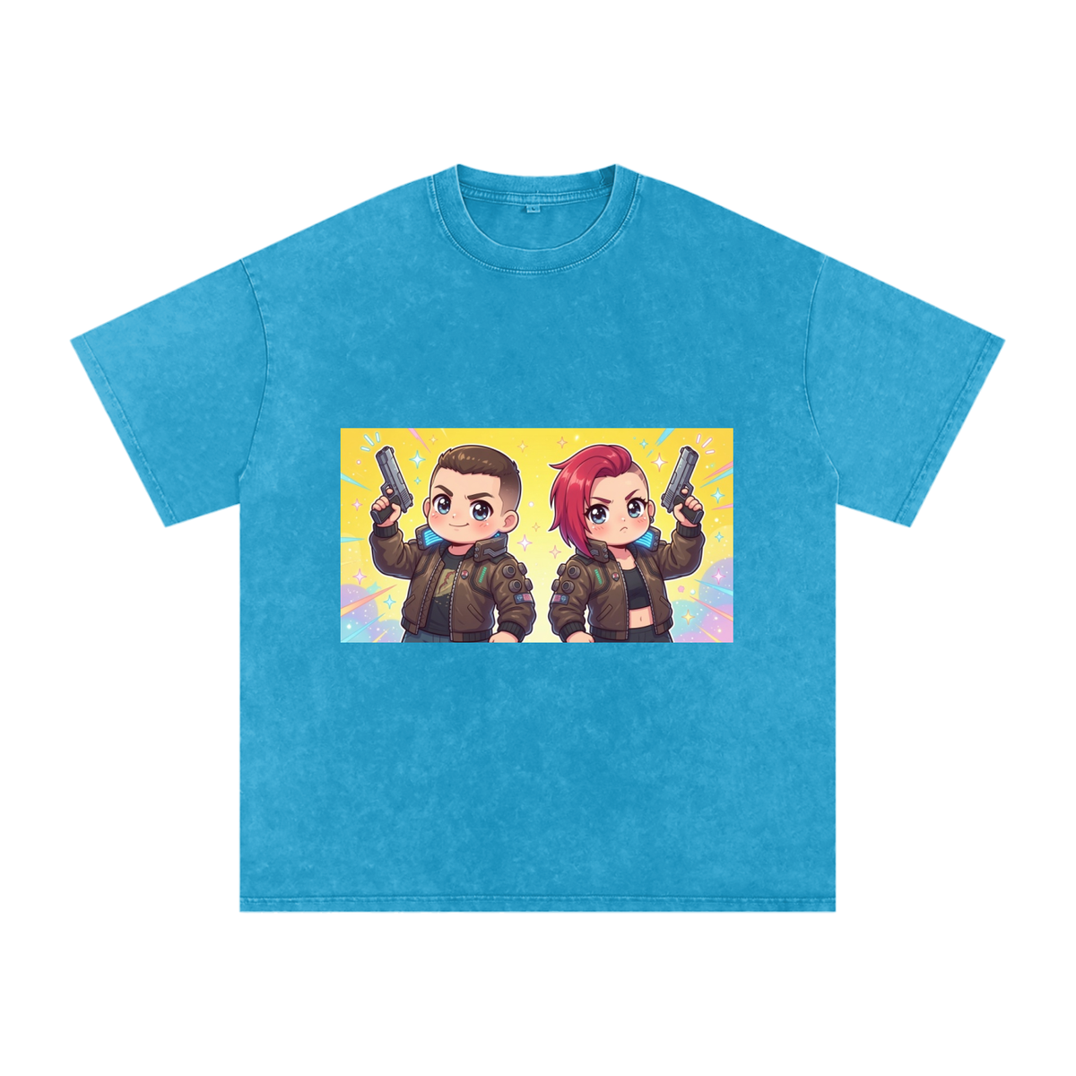 Cyberpunk kids Snow Washed Oversized Cotton T-Shirt