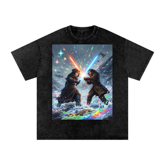 Saber fights Snow Washed Oversized Cotton T-Shirt