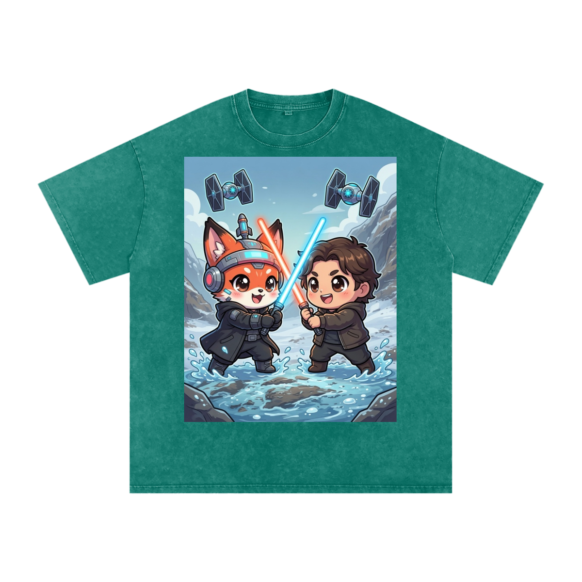Saber fight kids Snow Washed Oversized Cotton T-Shirt