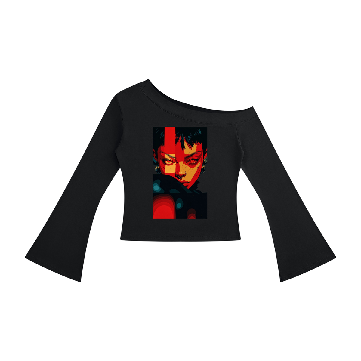 The cat scratch Women's Off-Shoulder Bell Sleeve T-Shirt