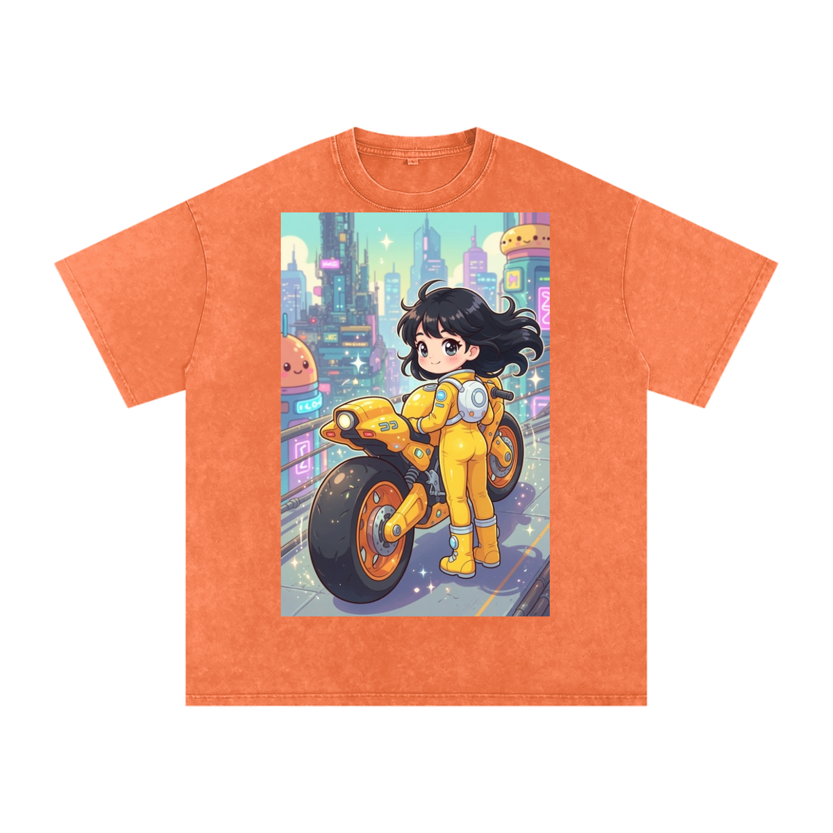 Biker kid Snow Washed Oversized Cotton T-Shirt