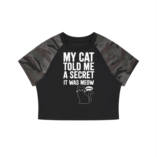 Cats Women’s Camo Raglan Crop T-Shirt