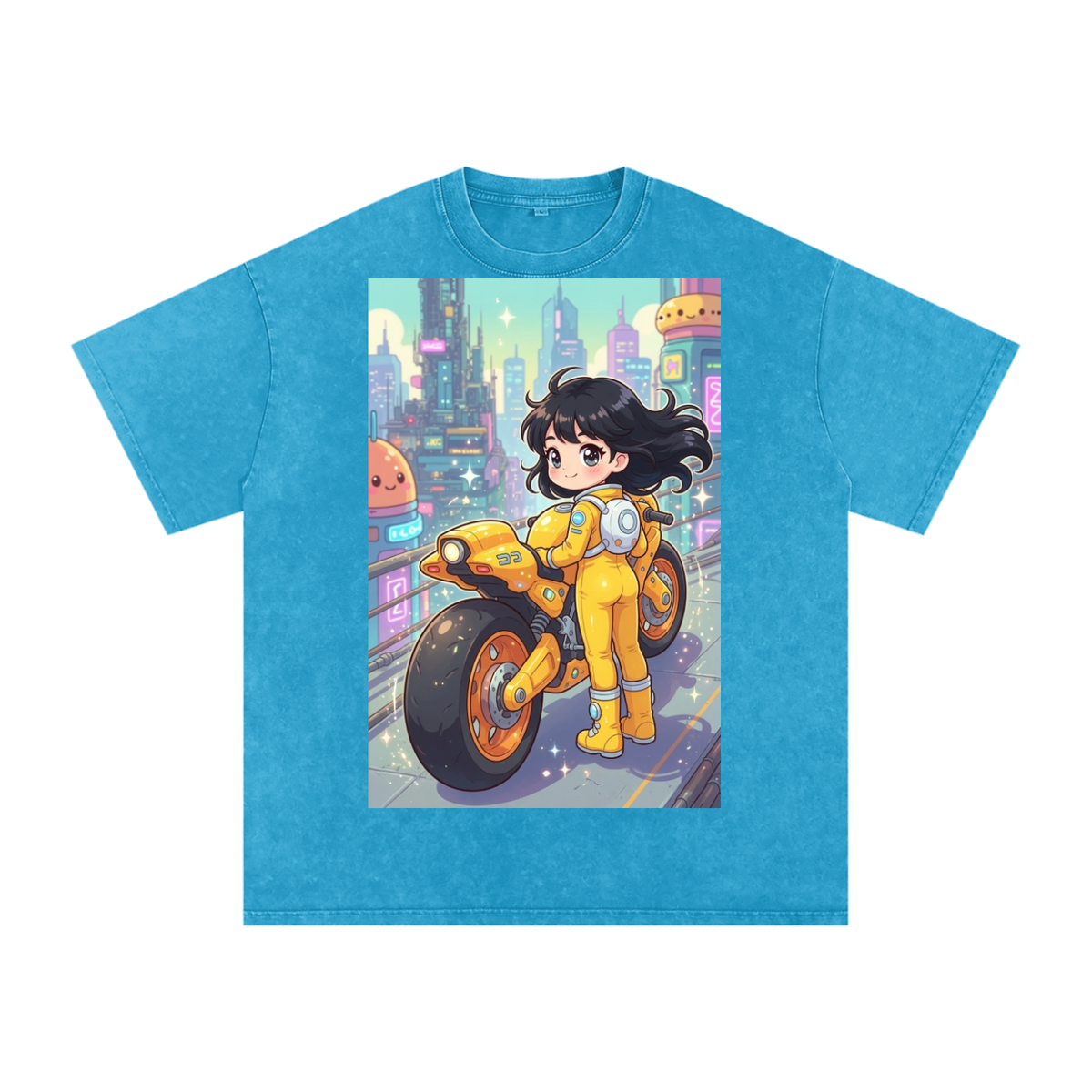 Biker kid Snow Washed Oversized Cotton T-Shirt