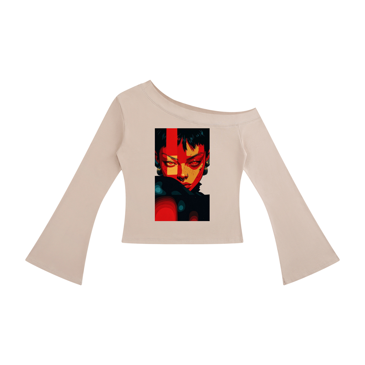 The cat scratch Women's Off-Shoulder Bell Sleeve T-Shirt