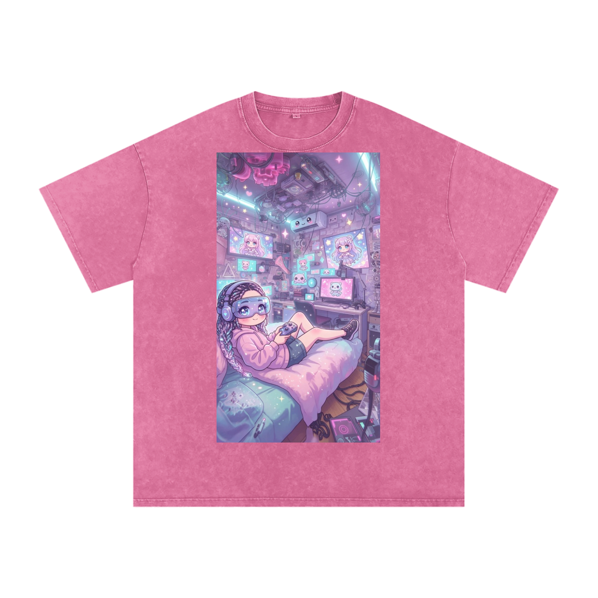 Lazy gamer Snow Washed Oversized Cotton T-Shirt