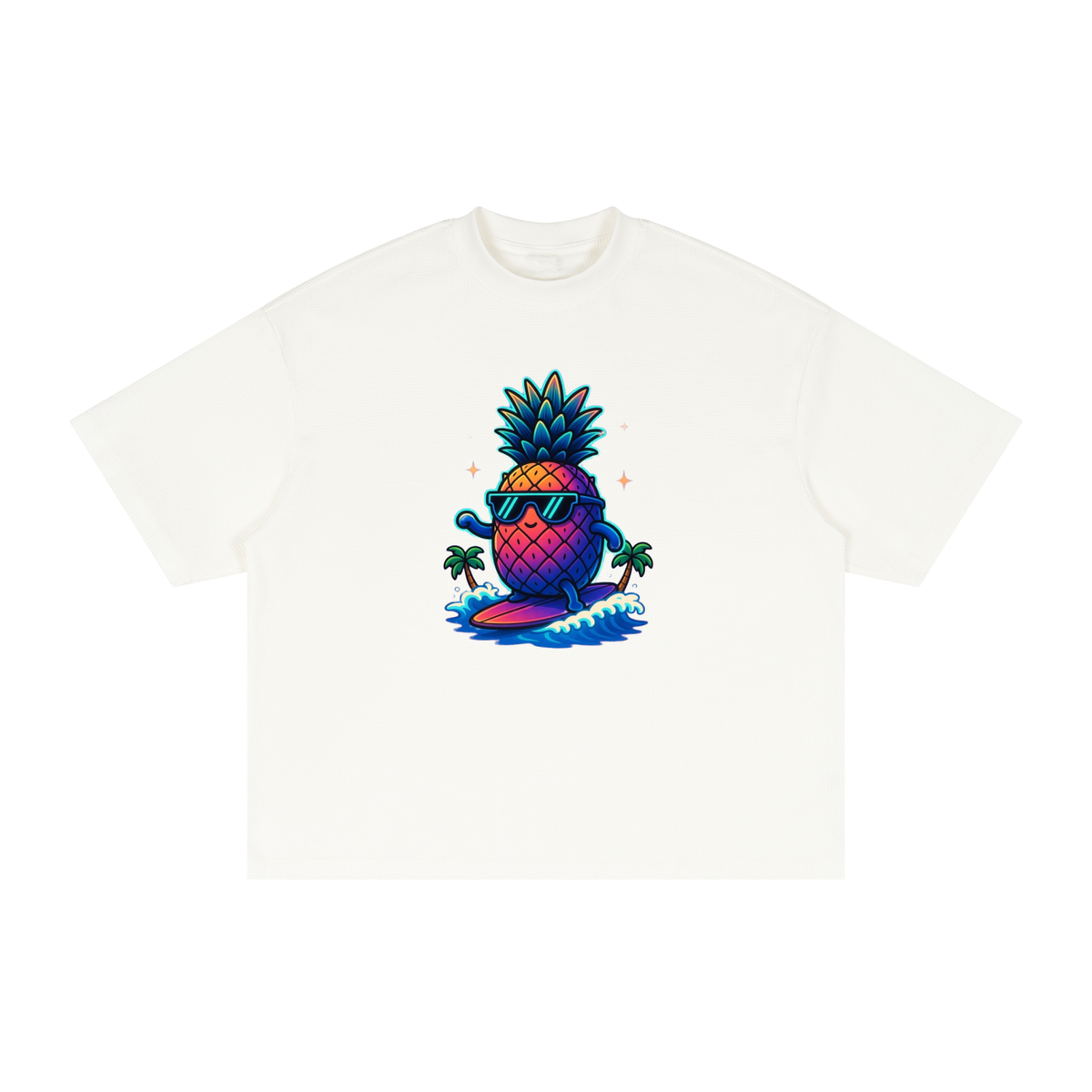 Cool pineapple Textured Waffle Washed Boxy T-Shirt