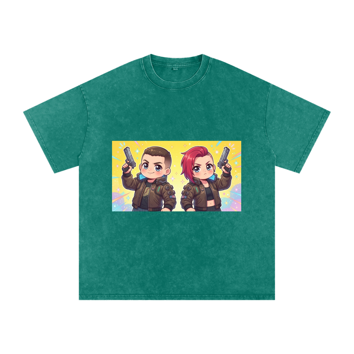 Cyberpunk kids Snow Washed Oversized Cotton T-Shirt