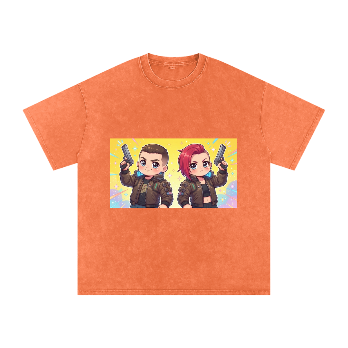 Cyberpunk kids Snow Washed Oversized Cotton T-Shirt
