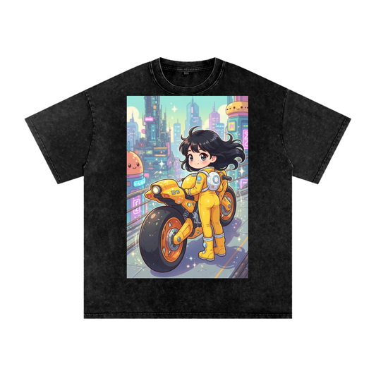 Biker kid Snow Washed Oversized Cotton T-Shirt
