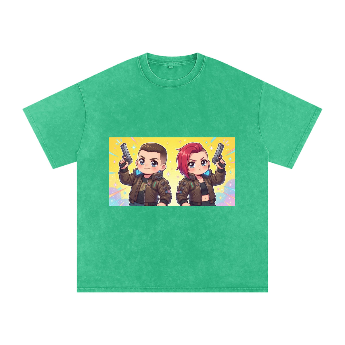 Cyberpunk kids Snow Washed Oversized Cotton T-Shirt