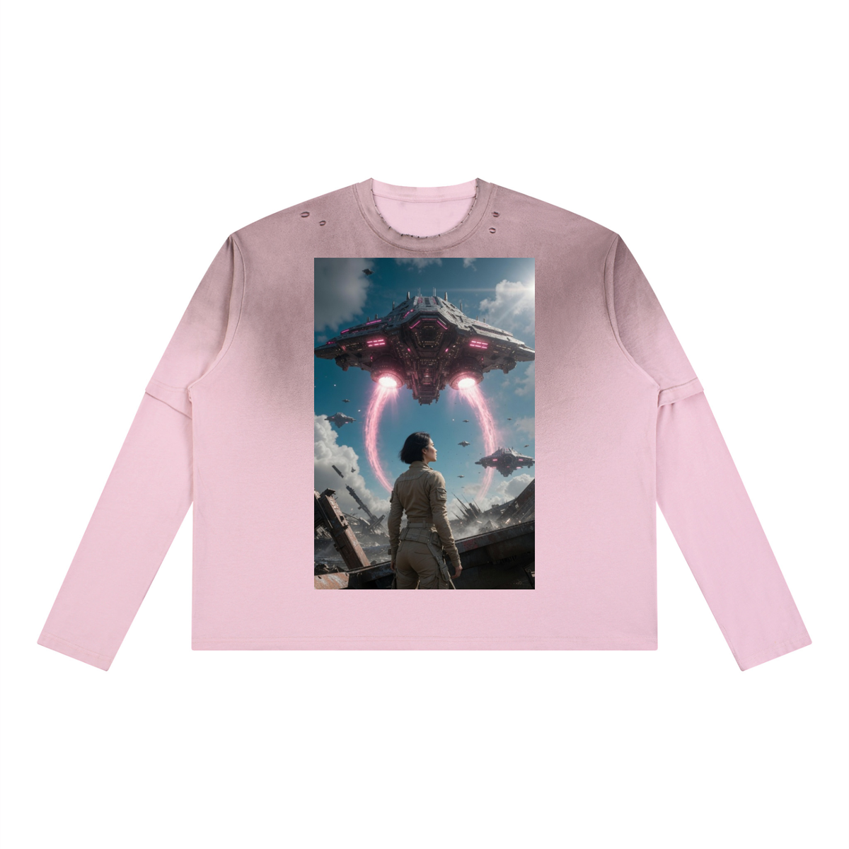 The future awaits Unisex Vintage Wash Layered T-Shirt