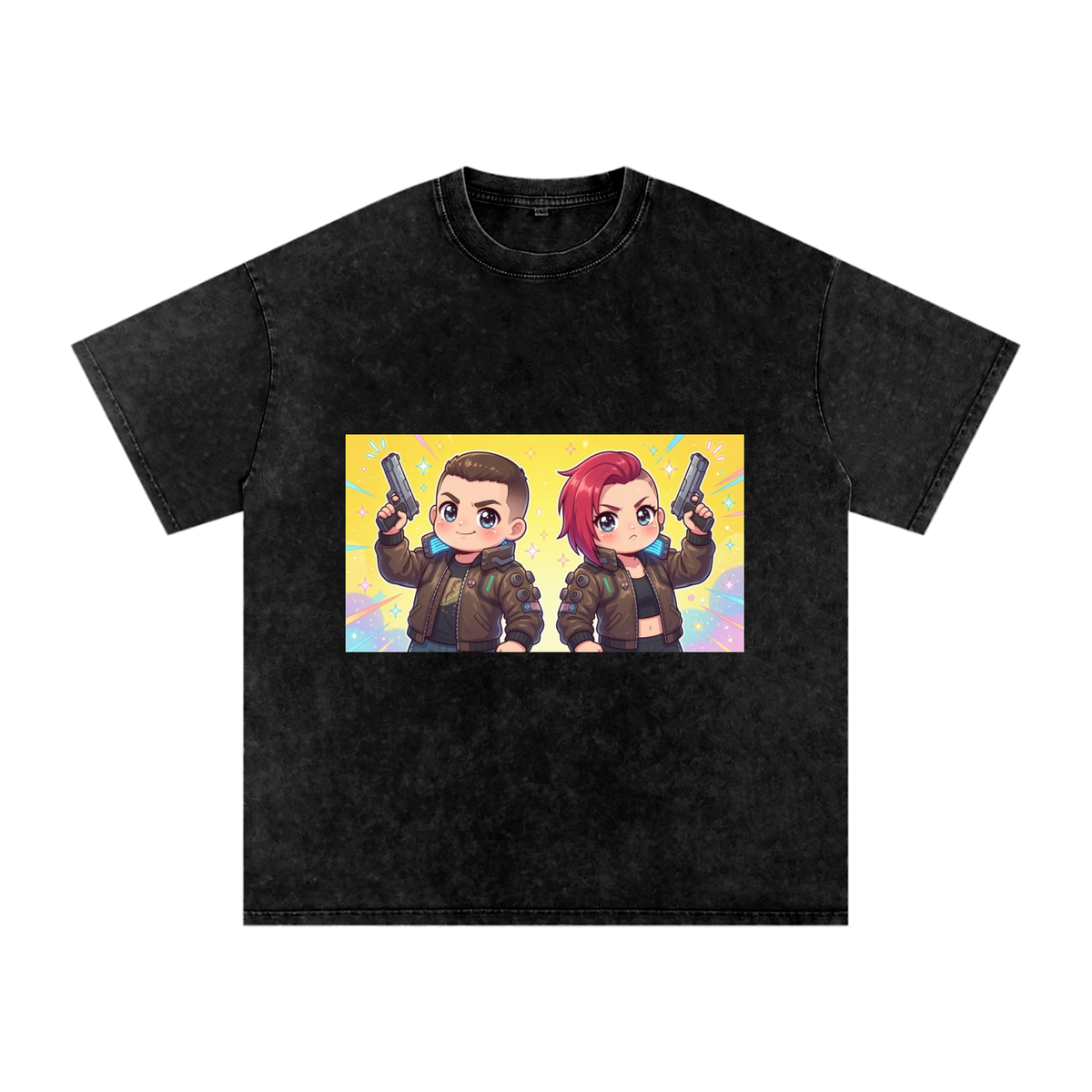 Cyberpunk kids Snow Washed Oversized Cotton T-Shirt