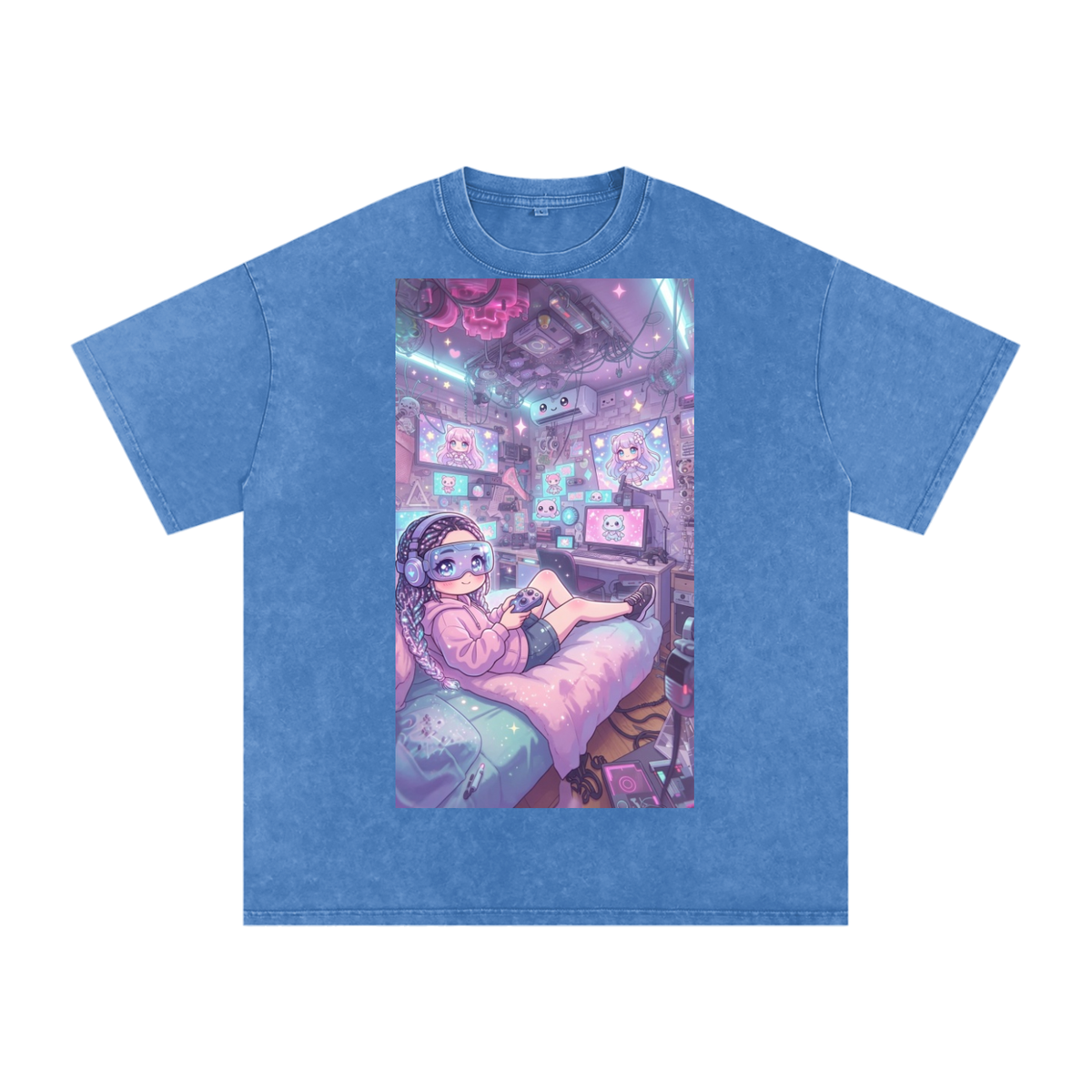 Lazy gamer Snow Washed Oversized Cotton T-Shirt