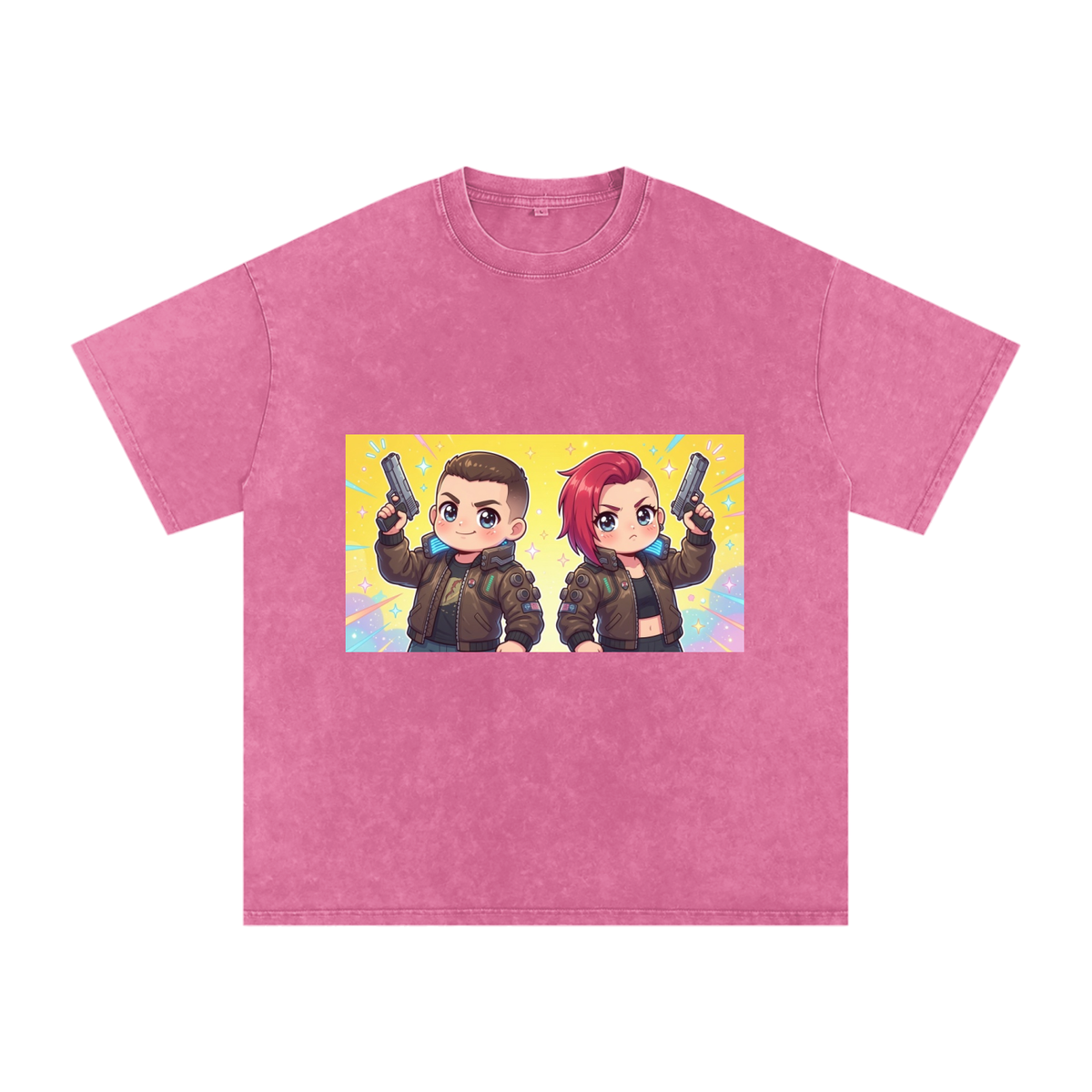 Cyberpunk kids Snow Washed Oversized Cotton T-Shirt