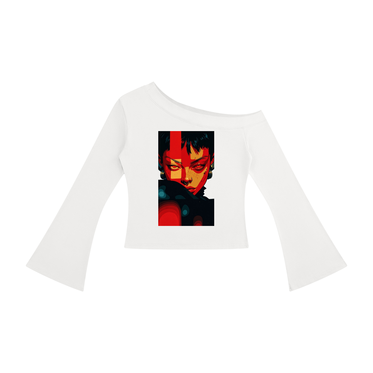 The cat scratch Women's Off-Shoulder Bell Sleeve T-Shirt