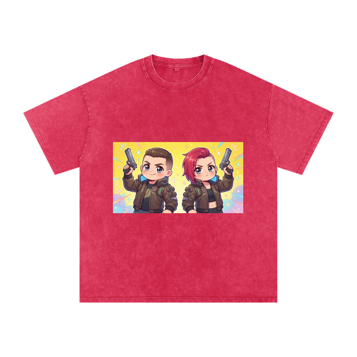 Cyberpunk kids Snow Washed Oversized Cotton T-Shirt