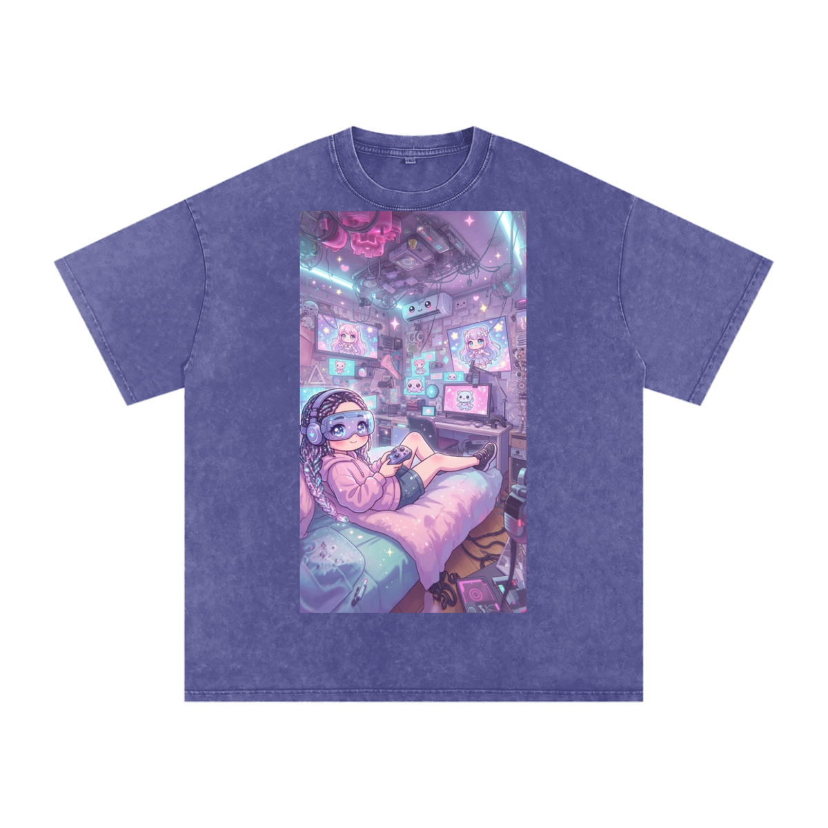 Lazy gamer Snow Washed Oversized Cotton T-Shirt