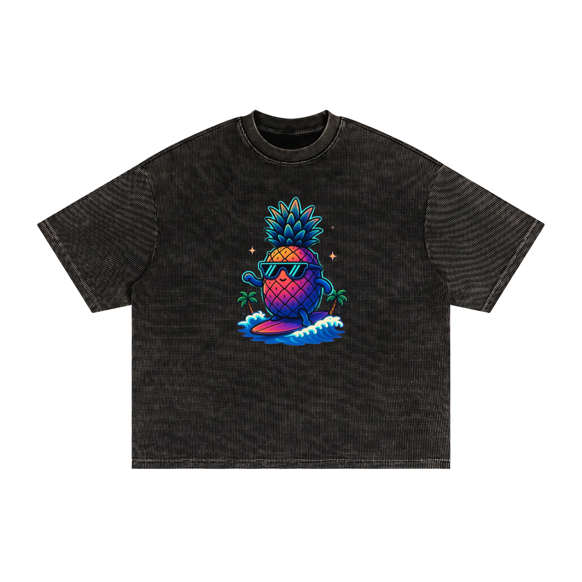 Cool pineapple Textured Waffle Washed Boxy T-Shirt