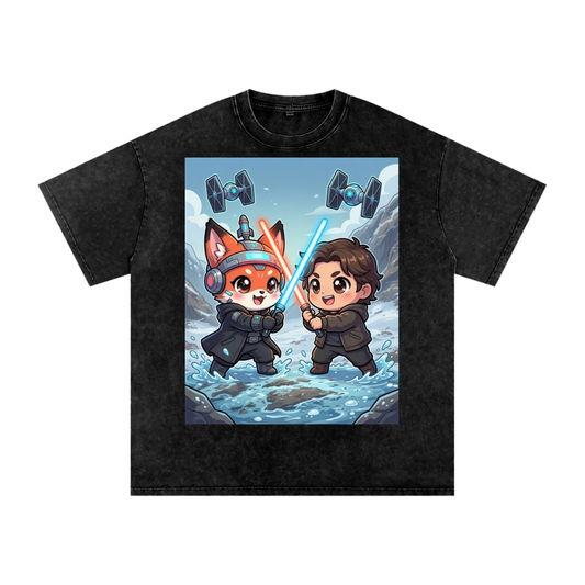 Saber fight kids Snow Washed Oversized Cotton T-Shirt