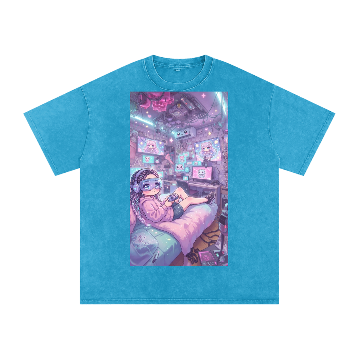 Lazy gamer Snow Washed Oversized Cotton T-Shirt