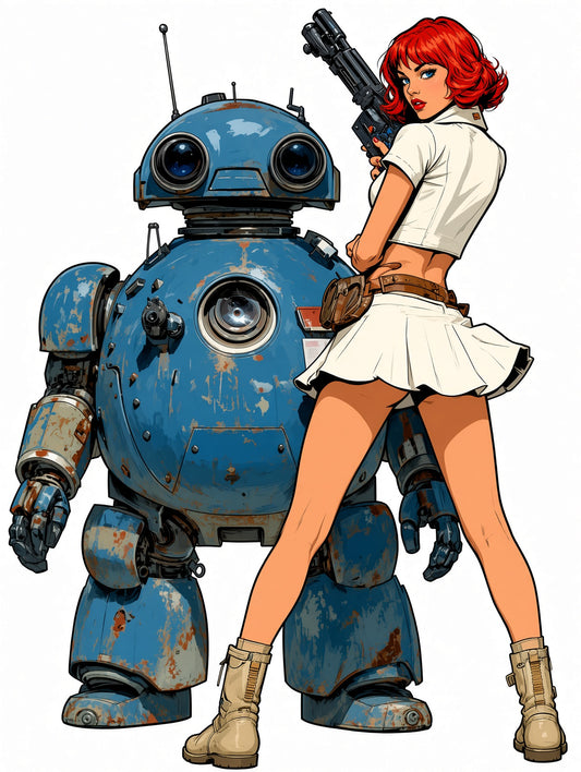 Girl and robot